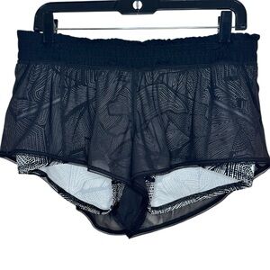Lululemon Speed Up 2-in-1 Mesh Shorts Black White Geometric Print Womens Size 8